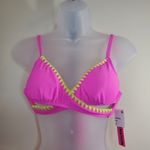 Bikini Nation Pink Yellow Embroidered Bikini Top Medium Photo 1