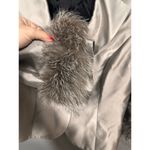 Kay Unger  Metallic Silver Blazer Jacket with Faux Fur Cuffs – Size 10 Photo 4