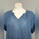 Nanette Lepore  Denim Top with Black Lace Accents Photo 4