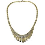 Solid 14K yellow gold Egyptian revival fringe bib necklace, vintage Photo 1