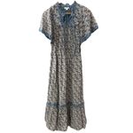 Anthropologie Othilia Titania Flounced Maxi Dress Blue Floral Size Small Photo 4