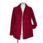 Calvin Klein  Peacoat Double Breasted Burgundy Red Wool Blend Size Small Fit Photo 2