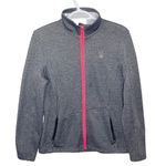 Spyder core sweater heathered grey and neon pink full zip soft shell jacket sz L Photo 14