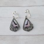 Vintage Clip On Earrings Very Unusual Silver Tone with Artsy Design Statement Photo 1