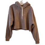 Gilly Hicks Fuzzy Fleece Cropped Hoodie Sweatshirt Tan Size L Photo 0