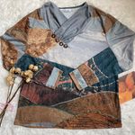 Misook MISSLOOK boho earthy landscape long sleeve top Photo 5