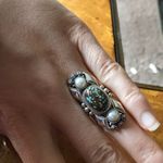 Royston Blue Horizon Turquoise White Pearl Sterling Silver Ring Size 7 Photo 8