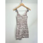 Free People  Downtown Dress Mini‎ Tan/White Sleeveless Square Neck Photo 8