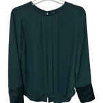 J.Crew  365 Dark Emerald Green Evergreen Jewel Tone Pleated Front‎ Blouse Small Photo 0