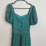 Anthropologie  Puff Sleeve Cut Out Midi Dress Green 4 Photo 3