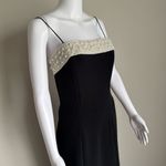Alex Evenings ALEX VTG 90’s Embellished Pearl Black Evening Dress With High Leg Slit Photo 4