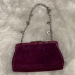 Adrienne Vittadini  Plum Suede Bag with Silver Chain. Photo 0