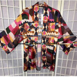 Soft Surroundings Margot Open Front Cardigan Kimono Geo Satin Art to Wear S/M Photo 0