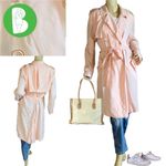 NEW YORK & COMPANY BLUSH LIGHWEIGHT BELTED TRENCH COAT JACKET (L) Orange Size L Photo 1
