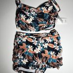 Floral Boy Short Swimsuit and Sheer Coverup New M Blue Size M Photo 1