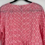 Talbots  Women's‎ Button Up Pleated Coastal Pink Blouse Top Size L Cotton Beach Photo 11