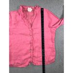 Hot Cotton‎ LInen Shirt Women Medium 100% Linen 3/4 Sleeve Ruffle Minimalist Pink Photo 4