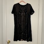 BCBGMAXAZRIA Black and Nude Short Sleeve Lace A-Line Shift Maternity Dress Sz L Photo 3