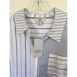 Croft & Barrow New  Shirt Dress Womens Blue Striped Midi Roll Tab Sleeve Sz PM Photo 7