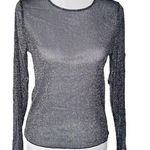 Victoria's Secret Victoria’s Secret Sheer Sparkly Shirt Black Silver Size XSmall - Small Photo 0