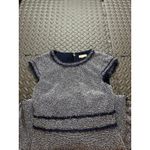 Rebecca Taylor  Navy Blue and White Tweed Dress with Frayed Details Size 4‎ Photo 1