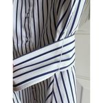 Liz Claiborne Cotton Navy Blue and White Pin Striped Button down dress Size L Photo 3