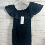 SALONI New Greta ruffle mini dress cotton velvet size dark navy US size 2 witchy Blue Photo 10