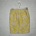 Ann Taylor Women's Yellow White Magnolia Floral Jacquard Pencil Skirt Size 4 Photo 1