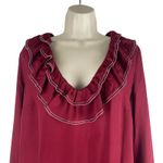 Tularosa  Heather Blouse Ruffle Collar Tassel Tie Back Red Size L Photo 5