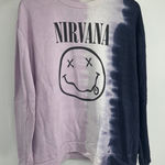 Nirvana Smiley Face Tie Dye Long Sleeve Sweatshirt Loungewear Women's XL Photo 0