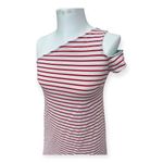 Maeve Anthropologie Marketa Red Cream Striped One Shoulder Shift Dress size S Photo 4