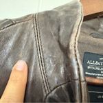 ALLSAINTS  Spitalfields Brown Leather Moto Jacket Size 2 Photo 2