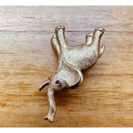 Trifari Vintage  Gold Tone Red Rhinestone Elephant‎ Pin Brooch Animal Signed Photo 3