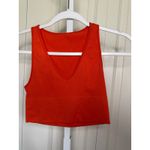 Red Cropped Tank Top Sleeveless Ribbed V Neck Casual Basic Women's Red Photo 1