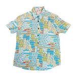 Vatpove Shirt Womens Medium Green Blue Aztec Madras Coastal Country Vacation Photo 0