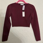Babaton Aritzia sculpt Knit Forefront Long sleeve size S NWT burgandy color Photo 5