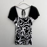 Soulmates Y2K‎  BLACK AND WHITE BABYDOLL SHEER SLEEVE TOP Photo 3