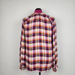 Pilcro Anthropologie Breezy Plaid Top Button Up Shirt Blouse Ruffle Size LP Photo 2
