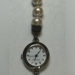 VINTAGE JUDITH JACK MARCASITE PEARL Toggle Bracelet WATCH Black Photo 13