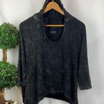POL  Black & Gray Distressed Half Length Sleeve Hoody Top M Photo 0