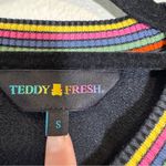Teddy Fresh  Black Rainbow Crew Neck Sweatshirt Womens S Embroidered Cozy Fall Photo 7