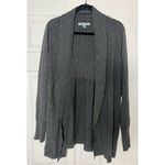Olivia Sky  Dark Grey Soft Knit Open Front Cardigan Ribbed Collar Sweater XL Photo 4