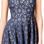 City Studios City Studio Juniors Navy Blue Tan Eyelet Party Dress Photo 0
