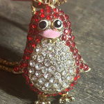 Betsey Johnson Gold and Red Penguin Necklace Photo 0