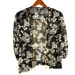 R & M Richards VTG 14 Plus Floral Sheer 3/4 Sleeve Top Open Embroidered Grandma Photo 3
