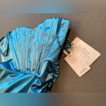 NWT Linjou satin sweetheart neckline wrap bodycon backless corset dress . SZ‎ M Blue Size M Photo 10