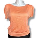 Stigma Womens T Shirt Blouse Top Boat Neck Short Sleeve Studded Accent Orange Size L Photo 0