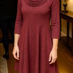 Elegant Long Sleeve Maroon Dress Red Photo 9