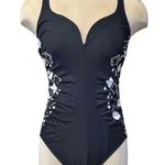 MiracleSuit Swimsuit Temptress One Piece Black Gold White Geometric 10 12 Photo 1