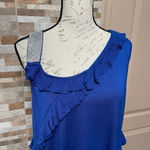 Belldini NWT cobalt blue asymmetrical knit dress w rhinestones and ruffles Sz XL Photo 5